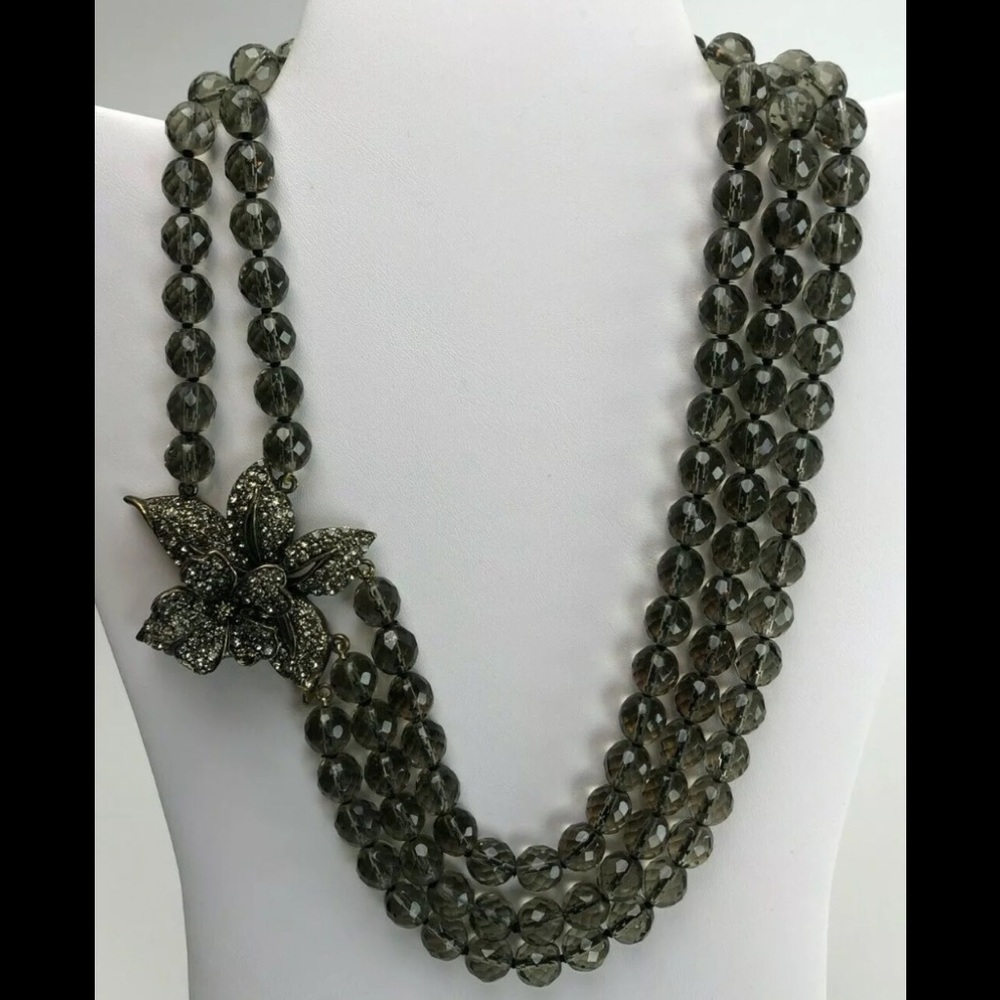 VTG Rare Crystal Trembler Flower Necklace